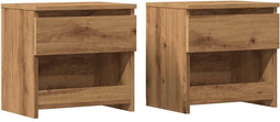 vidaXL - Nachtkastjes - 2 - st - 40x30x39 - cm - bewerkt - hout - artisanaal - eiken