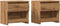 vidaXL - Nachtkastjes - 2 - st - 40x30x39 - cm - bewerkt - hout - artisanaal - eiken
