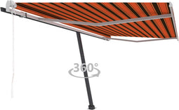 vidaXL - Luifel - vrijstaand - automatisch - 450x300 - cm - oranje - en - bruin