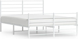 vidaXL - Bedframe - met - hoofd- - en - voeteneinde - metaal - wit - 160x200 - cm