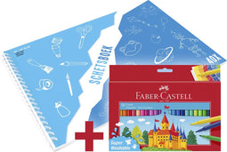 Faber-Castell viltstift - 50 stuks + A3 Kangaro schetsboek GRATIS - wit - 120 grams - 40 vel - FC-554204-A