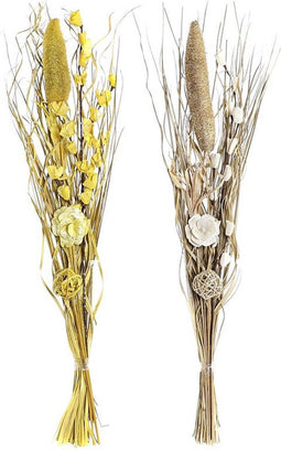 Boeket DKD Home Decor Natuurlijk Gouden Wit Geel Gedroogde bloem (30 x 30 x 100 cm) (2 Stuks)