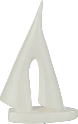J-Line decoratie Zeilboot - porselein - wit - small