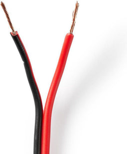 Speaker-Kabel - 2x 0.75 mm² - CCA - 15.0 m - Rond - PVC - Rood / Zwart - Folieverpakking