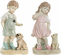 Decoratieve figuren DKD Home Decor Blauw Roze Hars Jongen (26.5 x 16.5 x 44.5 cm) (2 pcs)