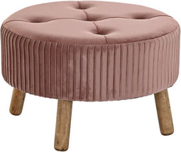 Voetensteun DKD Home Decor Natuurlijk Hout Fluweel Licht Roze (61 x 61 x 38 cm)