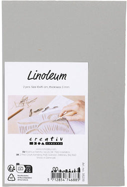 Creativ Company - Linoleumplaat - Zacht en gemakkelijk te snijden - Lichtgrijs (2 stuks)