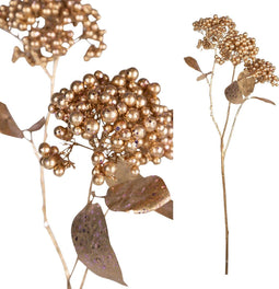 PTMD Berry Plant Bessen Kunsttak Glitter - 36 x 23 x 78 cm - Rosé goud