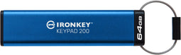 Kingston IronKey Keypad 200 - Flash geheugen - 64GB - Blauw