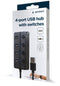 Gembird UHB-U2P4P-01 - 4-poorts USB 2.0 hub met schakelaars - Zwart
