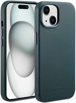 Accezz MagSafe Leather Backcover - Krasbestendig - Donkergroen (iPhone 15)