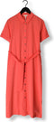 Object Objtilda Isabella S/s Dress - Midi Jurk - Met ceintuur en split - Koraal - Maat 36