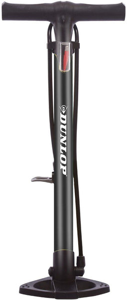 Dunlop Fietspomp - staande pomp voor Presta Dunlop Schrader ventiel - 12 bar - zwart