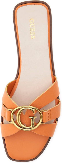 Guess Symo - Slippers - Leer met goudkleurig merkembleem - Oranje (2023)