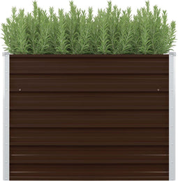 vidaXL - Plantenbak - verhoogd - 100x100x77 - cm - gegalvaniseerd - staal - bruin