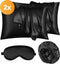 Soft & Silky - Kussenslopen - Imitatiezijde - Zwart - 50x66 cm (set van 2)