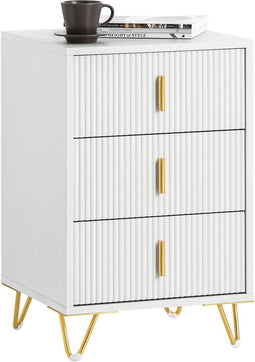 SoBuy FBT115-L-W - Nachtkastje - 3 Lades - Wit 40x40x63cm