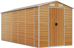 vidaXL - Tuinschuur - 191x470x198 - cm - gegalvaniseerd - staal - lichtbruin