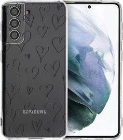 iMoshion Hoesje Geschikt voor Samsung Galaxy S21 Hoesje Siliconen - iMoshion Design hoesje - Meerkleurig / Hearts