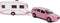 Kids Globe Die-cast Volvo V70 met Caravan - Roze, 30cm