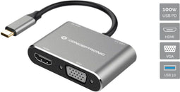 Conceptronic DONN16G - Dockingstation - 1x USB 3.2 Gen1 type-C - 100W PD - HDMI 1.4 - Grijs