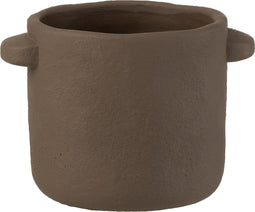 J-Line bloempot Gustave - cement - donkerbruin - 2 stuks - Ø 16 cm