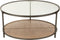 J-Line Salontafel Rond Metaal/Glas Zwart/Naturel - 88 x 88 x 40 cm
