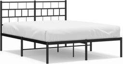 vidaXL - Bedframe - met - hoofdbord - metaal - zwart - 140x200 - cm