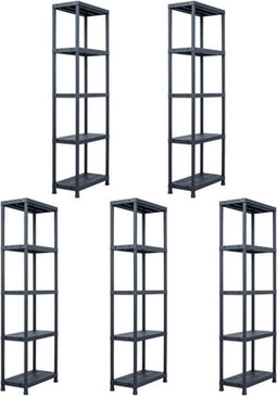 vidaXL - Opbergrekken - 5 - st - 125 - kg - 60x30x180 - cm - kunststof - zwart