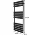Platte Paneel Handdoekradiator - 1200mm x 450mm - 1892 BTU - Zwart