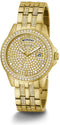 GW0254L2 horloge dames staal goldplated met idem band en zirconia