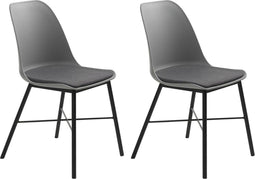 24Designs Mackay - Stoel - Set van 2 - Grijs met zwart onderstel (2 stuks)