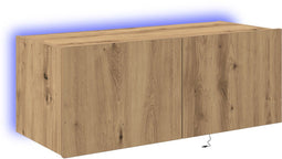 vidaXL - TV - Wandkast - met - LED-verlichting - Artisan - Eiken - 80x35x31 - cm