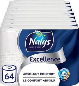 Nalys Excellence Toiletpapier - 64 rollen - Wit Maxi Vellen wc papier (5-laags) - Voordeelverpakking