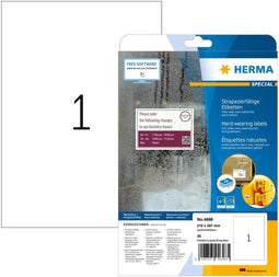 Herma 4698 - Etiketten A4 - Zelfklevend watervast - Wit (25 vel)
