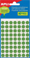 Apli ronde etiketten in etui diameter 13 mm, groen, 175 stuks, 35 per blad (2058)