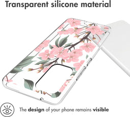 iMoshion Hoesje Geschikt voor Samsung Galaxy A53 Hoesje Siliconen - iMoshion Design hoesje - Roze / Cherry Blossom