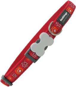 Animal Boulevard Dc-pi-re-12 - Hals- En Leibanden - Hond - Rd Halsband Paw Impressions Rood-xs 12mmx20-32cm - Maat: Xs