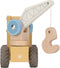 Little Dutch - Houten Kraanwagen - Draaibare arm met bouwvakker - Geel