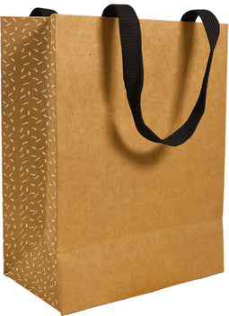 Luxe Papieren Draagtas Kraft Stoffen handvaten – 18 + 10 x 23 cm / 10 stuks