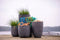 Capi Europe - Bloempot bol Waste Smooth NL - 43x41 - Terrazzo beige - Opening Ø35 - Bloempot voor binnen en buiten - Levenslang garantie - Breukbestendig - 100% Recyclebaar - CO2 Neutraal geproduceerd - KTB933