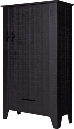 WOOOD Gijs Boerenkast - Grenen Bezaagd - Zwart - 142x85x38