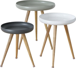 Boltze Masdour Bijzettafel Set van 3 | Ø39-53 cm | H47-60 cm | Black - White - Grey