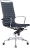 Feel Furniture - Luxe design bureaustoel van 100% rundleer - Hoge rugleuning - Donker blauw