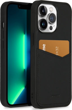 Accezz iPhone 13 Pro - Back Cover - Premium Leather Card Slot - Zwart