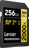 Lexar Professional 2000x - SDXC UHS-II - 256GB - Lezen 300MB/s Schrijven 260MB/s V90