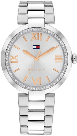 Tommy Hilfiger TH1782681 Alice Dames Horloge - Mineraalglas - Staal - Zilverkleurig - 34 mm breed - Quartz - Vouw/Vlindersluiting - 3 ATM (spatwater)