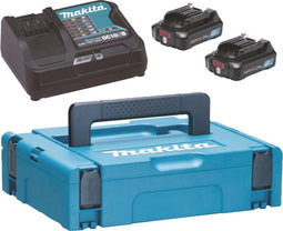 Makita DC10SB - 12 V Max oplader - Laadstroom 5,0 A - Inclusief 2x accu 12V 2.0 Ah (2 stuks)