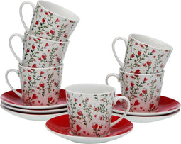 Versa Set Van Koffiekopjes Versa Hartjes 6 Stuks Porselein