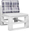 vidaXL - Palletkussen - 60x40x12 - cm - stof - ruitpatroon - grijs